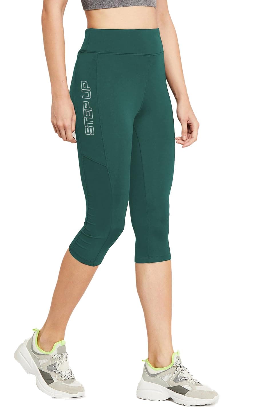3Colours RGB Proactive Women Yoga Capri Elasticated Waist- 3/4- Polyester Elastane - Snug Fit, High Stretch, Quick Dry-STEP UP