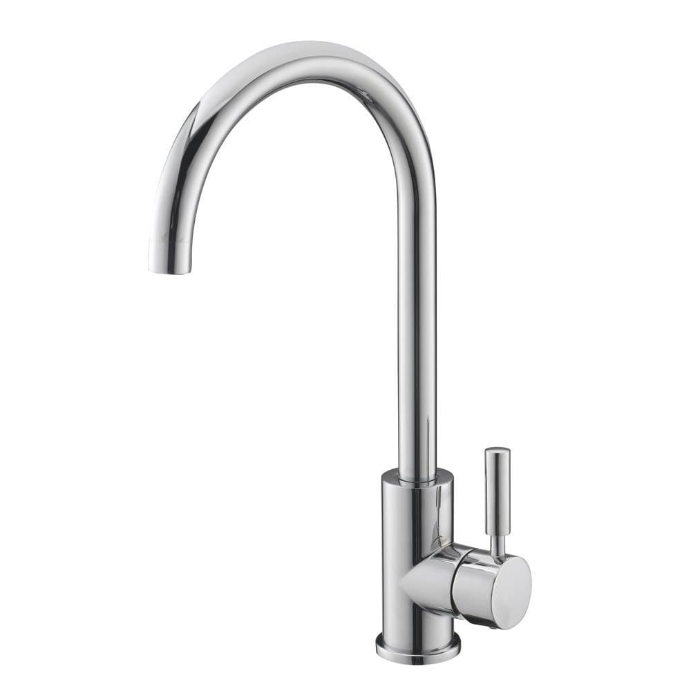 GLANZHAUS Best Commercial Chrome Single Lever Single Hole Kitchen Sink Tap,Hot&Cold Mixer Tap , 40cm