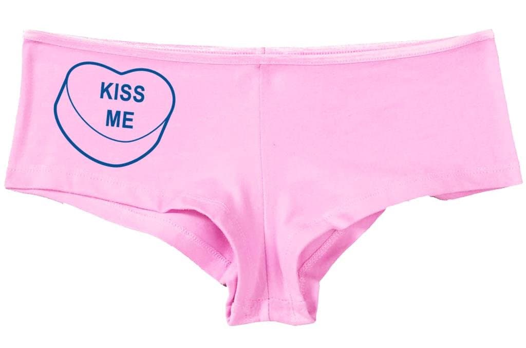 Kanughty KnickersWomen's Kiss Me Valentines Candy Hot Funny Sexy Boyshort Soft Pink