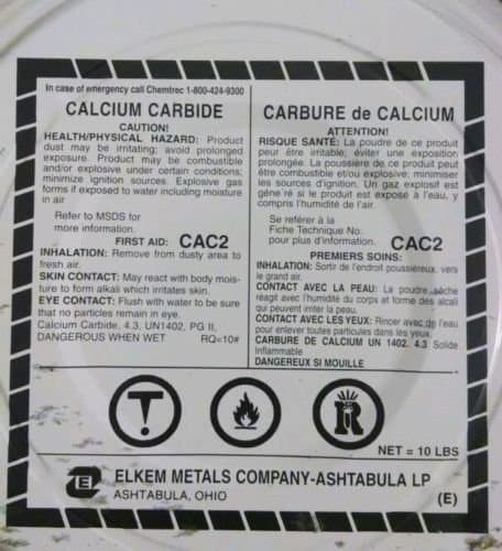 Calcium carbide, (granulated), 1 pound- Elkem metals