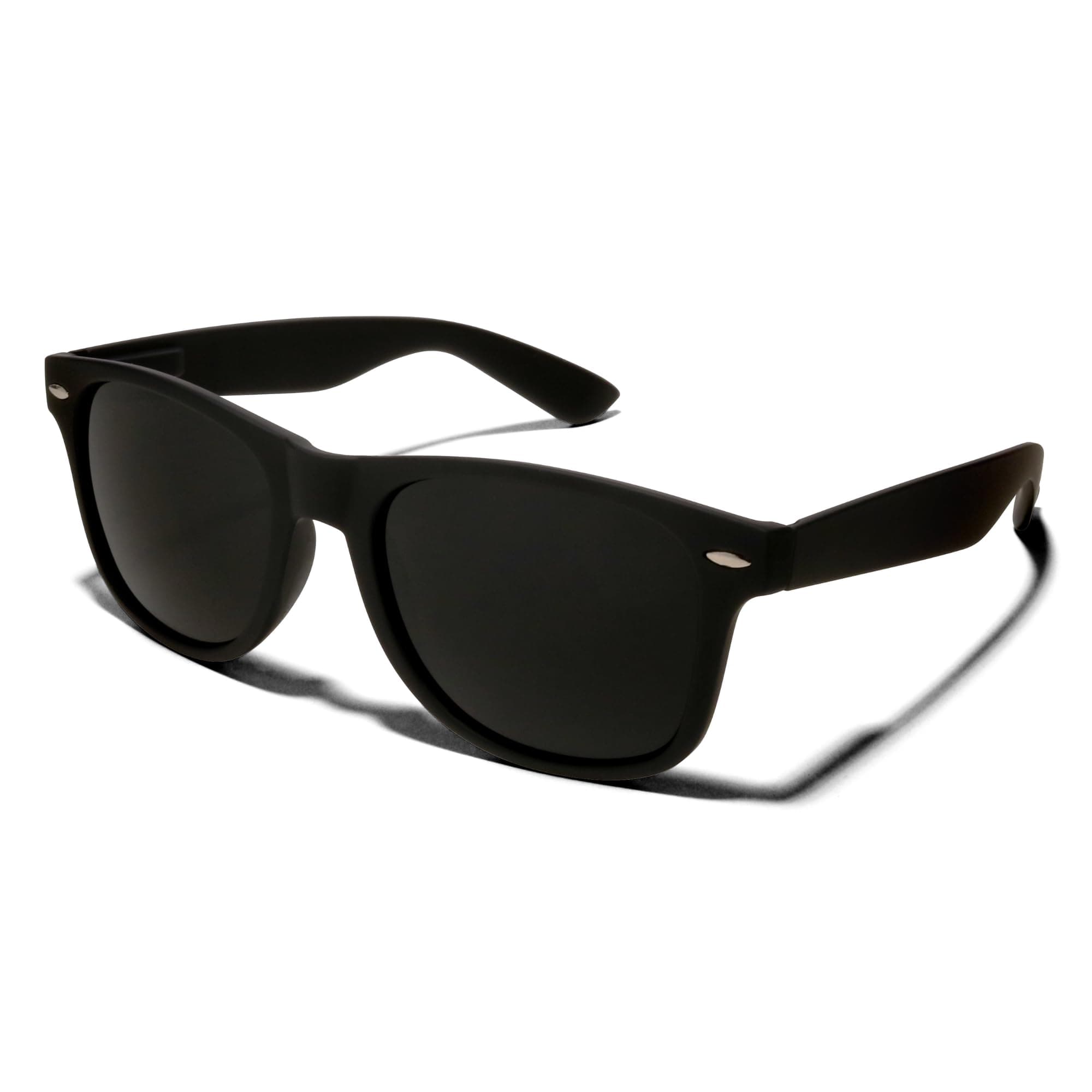 Super Dark Black Lens Round Sunglasses UV Protection Spring Hinge Soft Matte Frame Fashion Shades