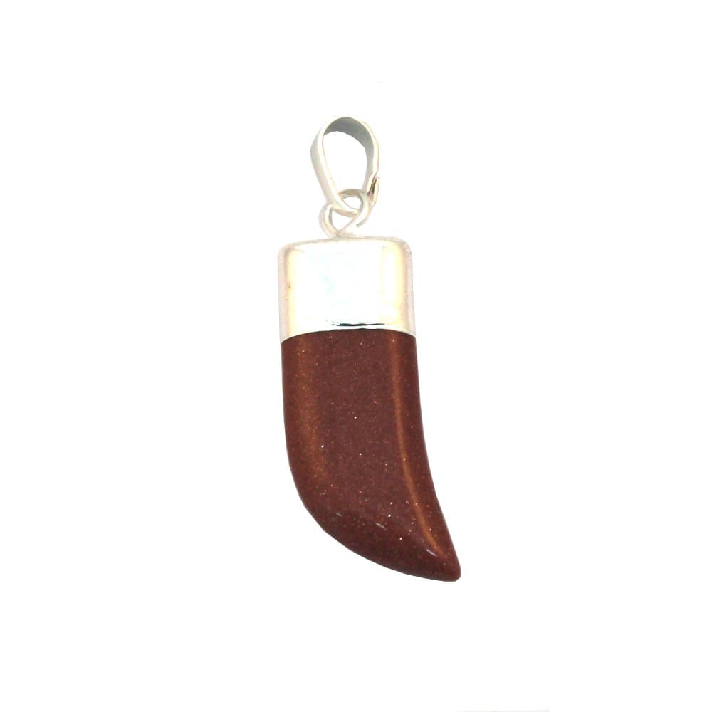 Leelo Jewelry Goldstone Tooth Totem Pendant with Chain Necklace