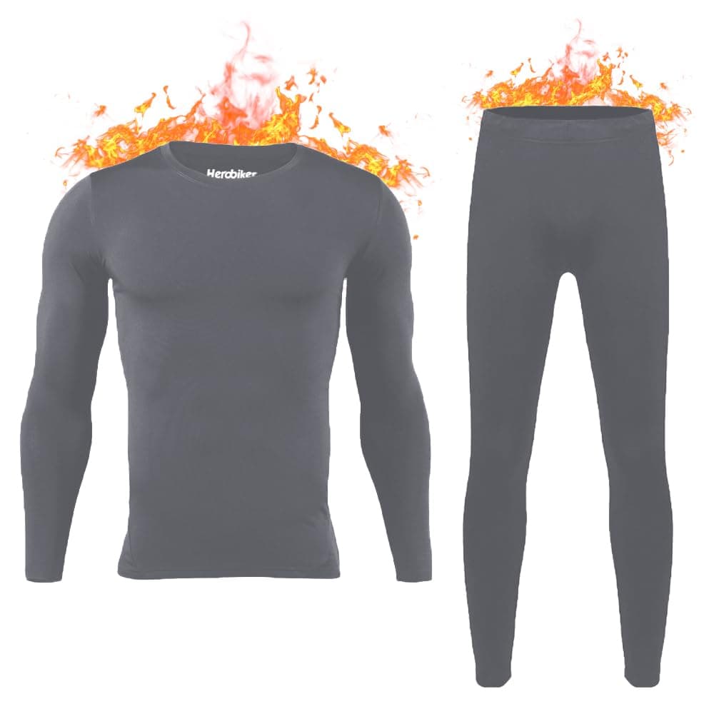 HEROBIKER Long Johns Thermal Underwear for Men Skiing Winter Warm Hunting Gear Fleece Lined Base Layer Set Top Bottom