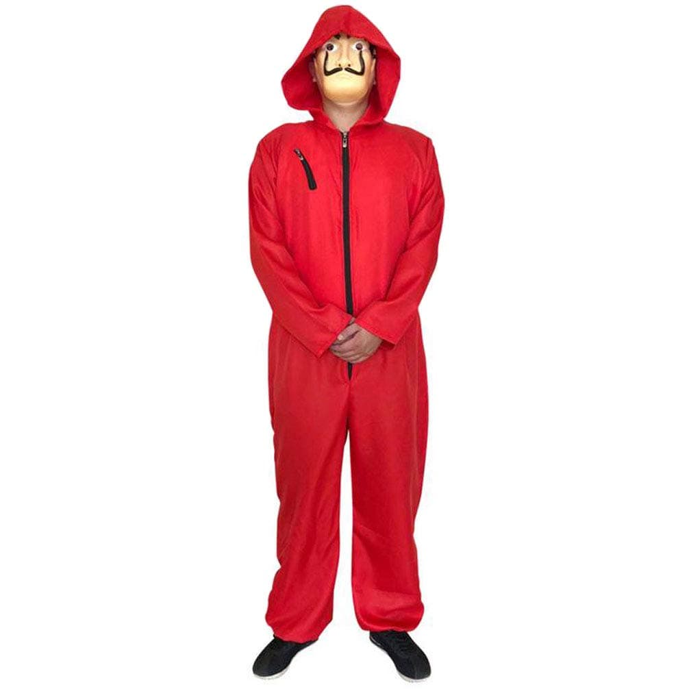 Unisex Dali Mask Red Costume for La Casa De Papel Coverall Jumpsuits Halloween Cosplay Hoodie Costume
