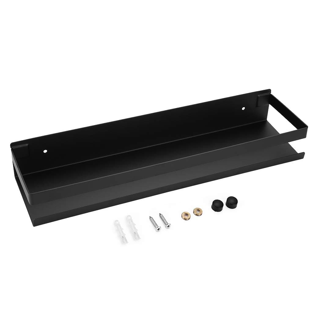 SUMNACON Bathroom Corner Storage Shelf Stainless Steel Bathroom Accessory Caddy Shelves Wall Mounted Shower Organiser Storage Rack for Kitchen, Living Room, hotel (Black, 40cm)