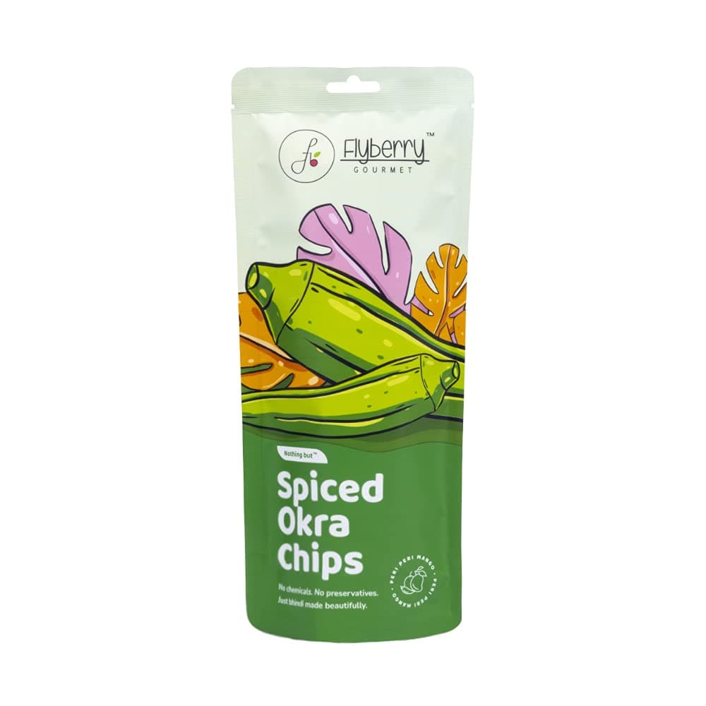 Flyberry Gourmet Spiced Okra Chips - Vacuum Fried Snacks 25 g