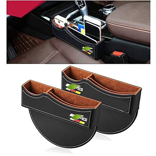 Car Seat Gap Filler Premium PU Full Leather Seat Console Organizer, Car Seat Storage Box for A M G (2 Pack)