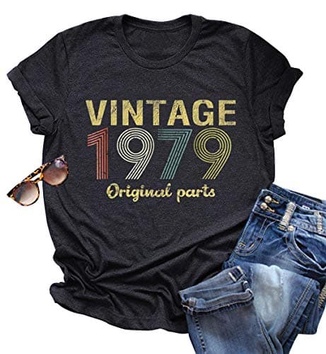 Vintage 1979 Rock Music T Shirt Tops for Women 40 Birthday Gift Short Sleeve Casual Tees Cute Letter Graphic T-Shirt