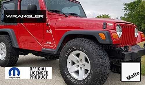 Decal Mods Fender Wrangler Small Side Logo Graphic fits Jeep Wrangler TJ (1997-2006) (Set of 2) SJ3Y2 White Matte