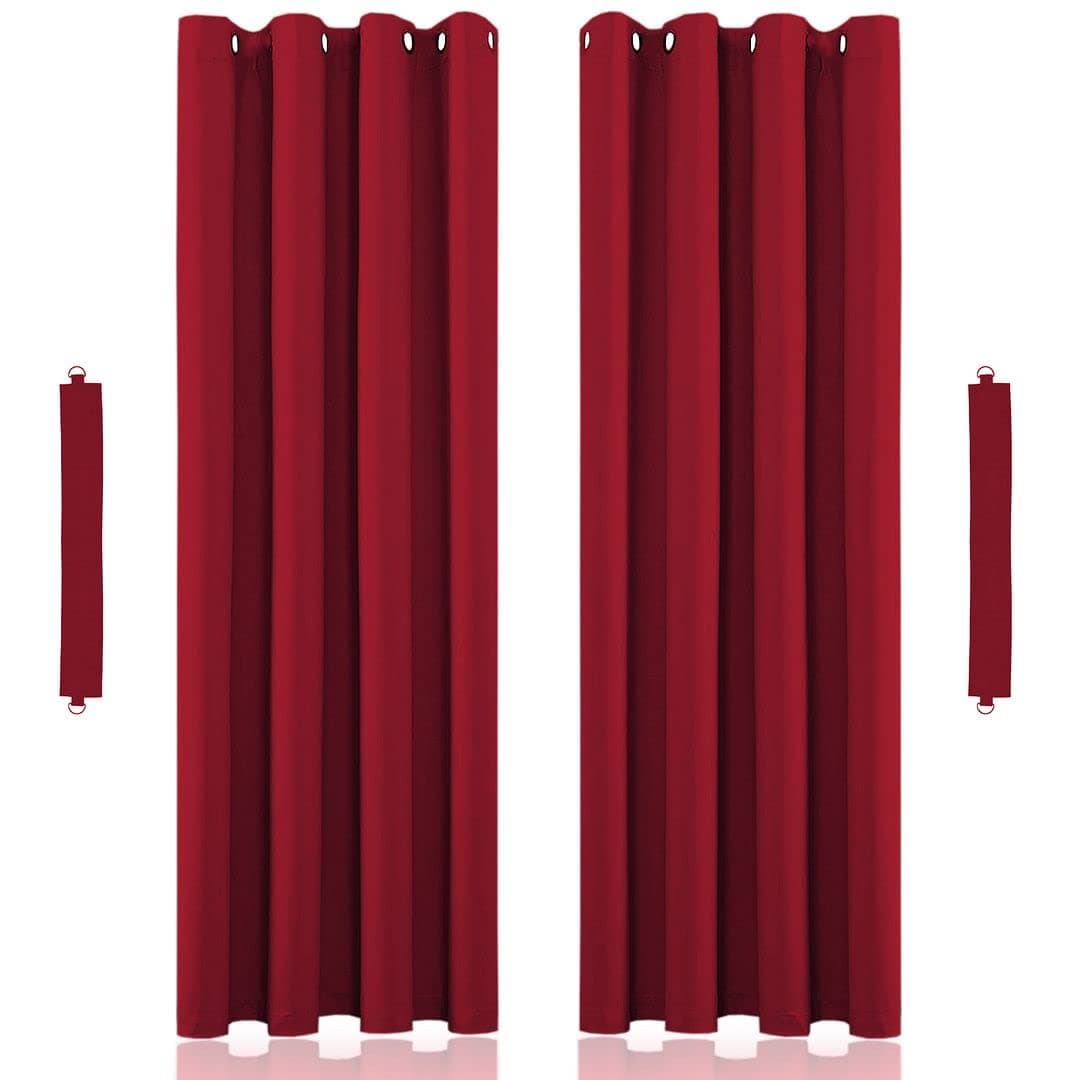 John Aird Blackout Curtains Thermal Energy Saving Eyelet Curtains for Bedroom & Living Room Including Tie Backs (Red, W 46" x L 54" (2 Panels)