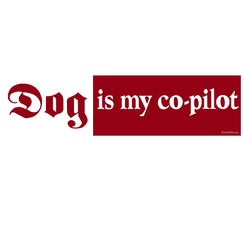 EvolveFISH Dog is My Co-Pilot Bumper Sticker 11" x 3"