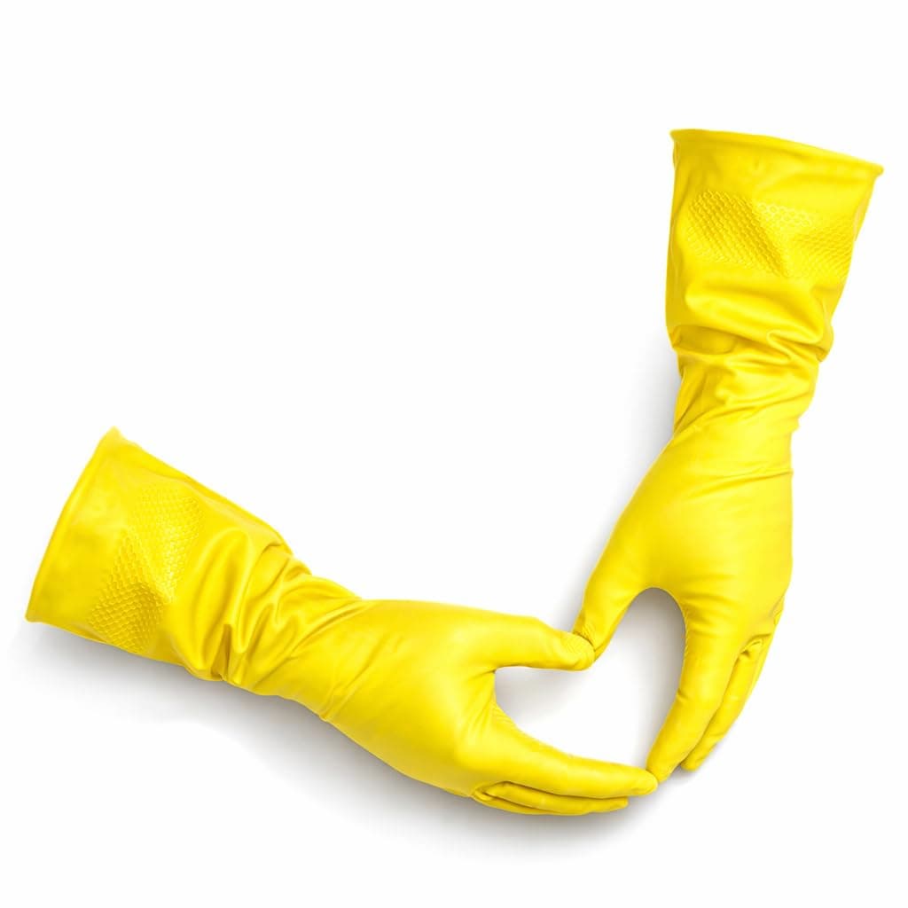Yellow Household Kitchen Cleaning Dishwashing Reusable Gloves - Medium & Small