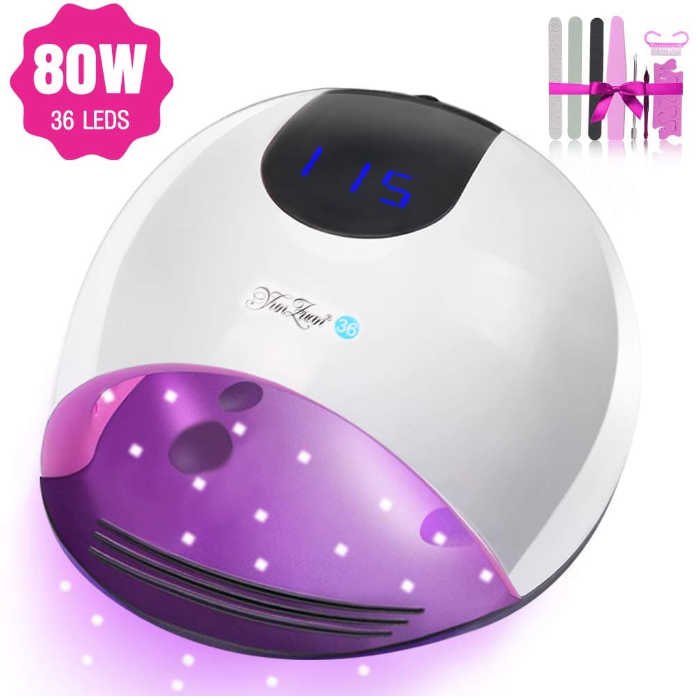 Gel UV LED Nail Lamp,80W Led UV Lamp for Gel Polish Fast Curing Nail Dryer Setting Auto Sensor 36 pcs Dual Light Source LED Beads Gel Nail Polish UV Light With 4 Timers Professional Nail Art Tools