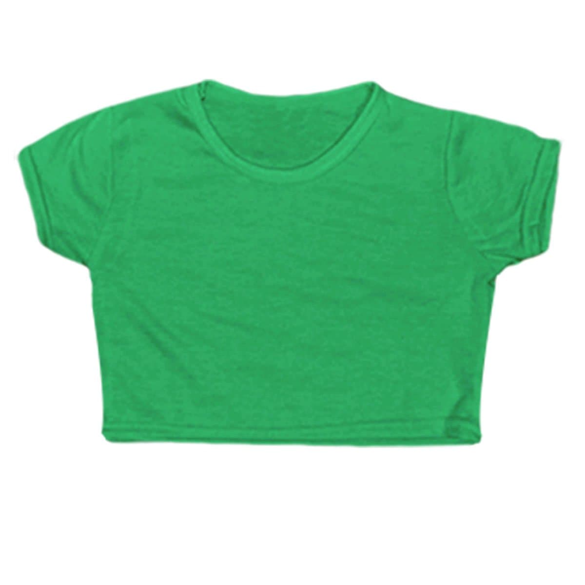 New Tween Kids Girls Neon Fluorescent Plain Short Sleeves Crop Belly Tops Dance Wear Gymnastic Fancy Dress Age: 5 6 7 8 9 10 11 12 13 Years (5-6, Jade Green)