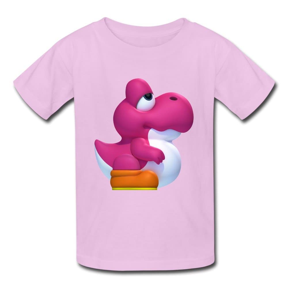 Ninva Youth Pink] Super Mario Bros Kids Boys And Girls Short Sleeves T-Shirt [S