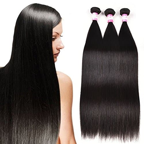 Brennas 8A Brazilian Straight Hair 3 Bundles 24 24 24inch Remy Human Hair Extensions 100% Unprocessed Brazilian Virgin Human Hair Weave Straight Hair Bundles Natural Black Color