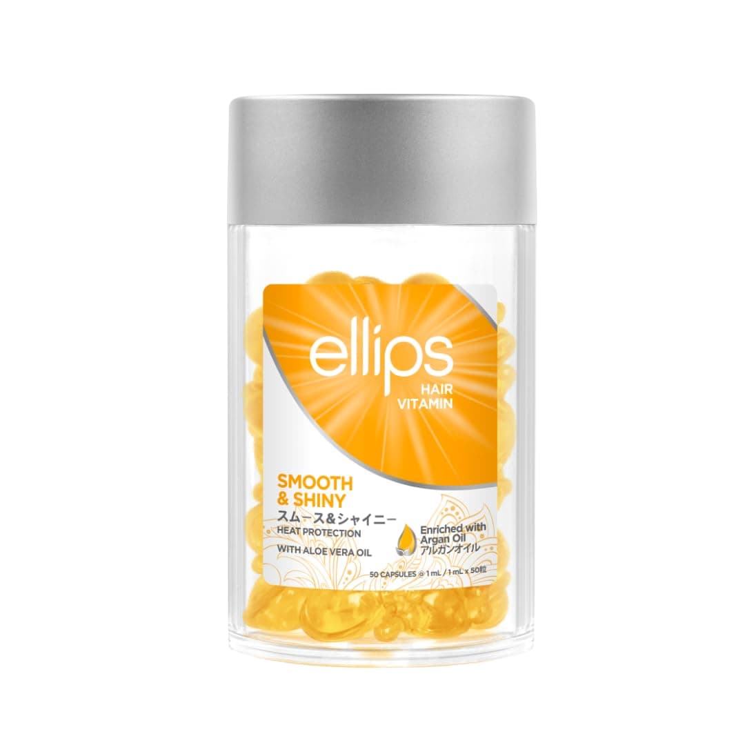 Ellips Hair Vitamin Smooth & Shiny - 50 Capsules, Heat Protectant Oil for Frizzy Hair - With Vitamin B5