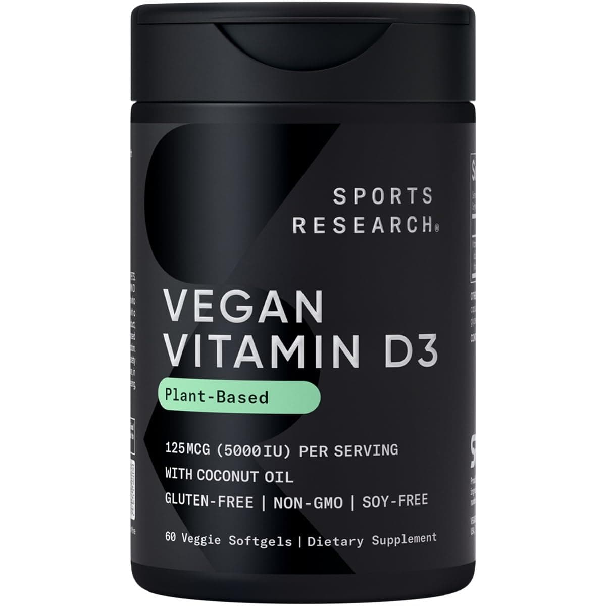 Vegan Vitamin D3, 125 mcg (5,000 IU), 60 Veggie Softgels