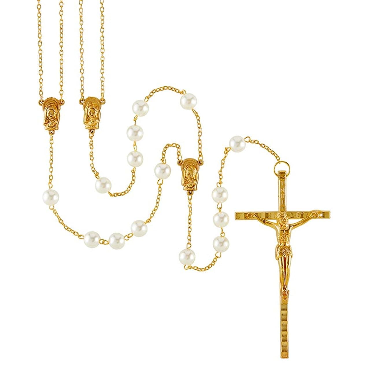 Autom Wedding Lasso Rosary, Gold, 10mm Simulated Pearl, Unisex, Adult, Hispanic Wedding Couples