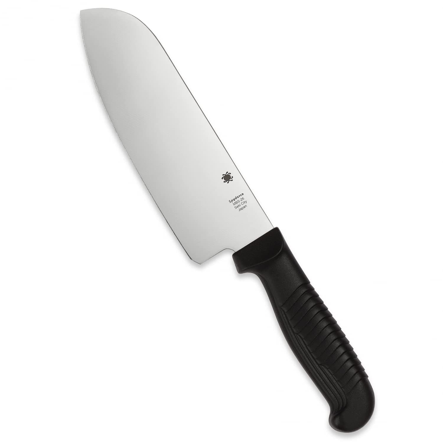 Santoku Kitchen Knife with 6.8" MBS-26 Stainless Steel Blade with Durable Black Polypropylene Handle - PlainEdge - K08PBK
