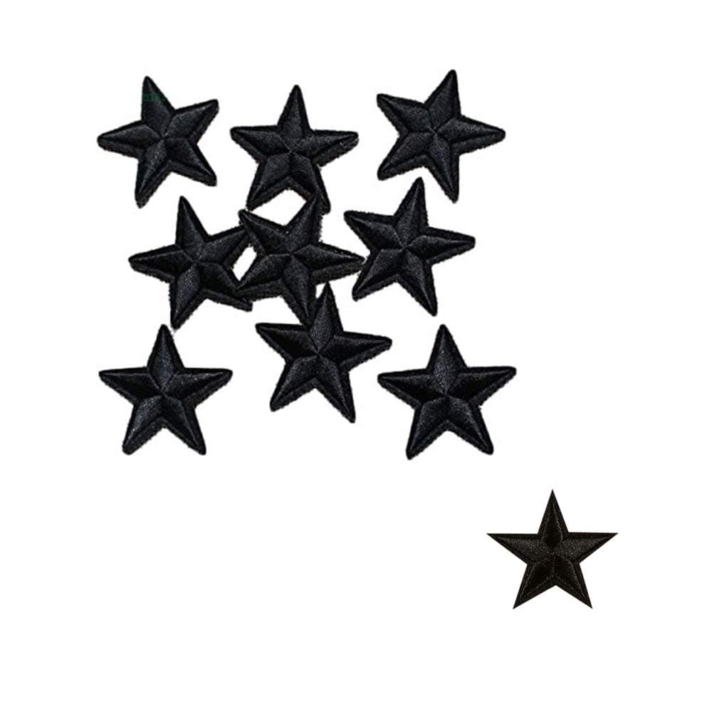 20Pcs Black Star Patches Iron on/Sew on Patches Embroidered Motif Badge Applique Patch for Clothing Jeans T-Shirt