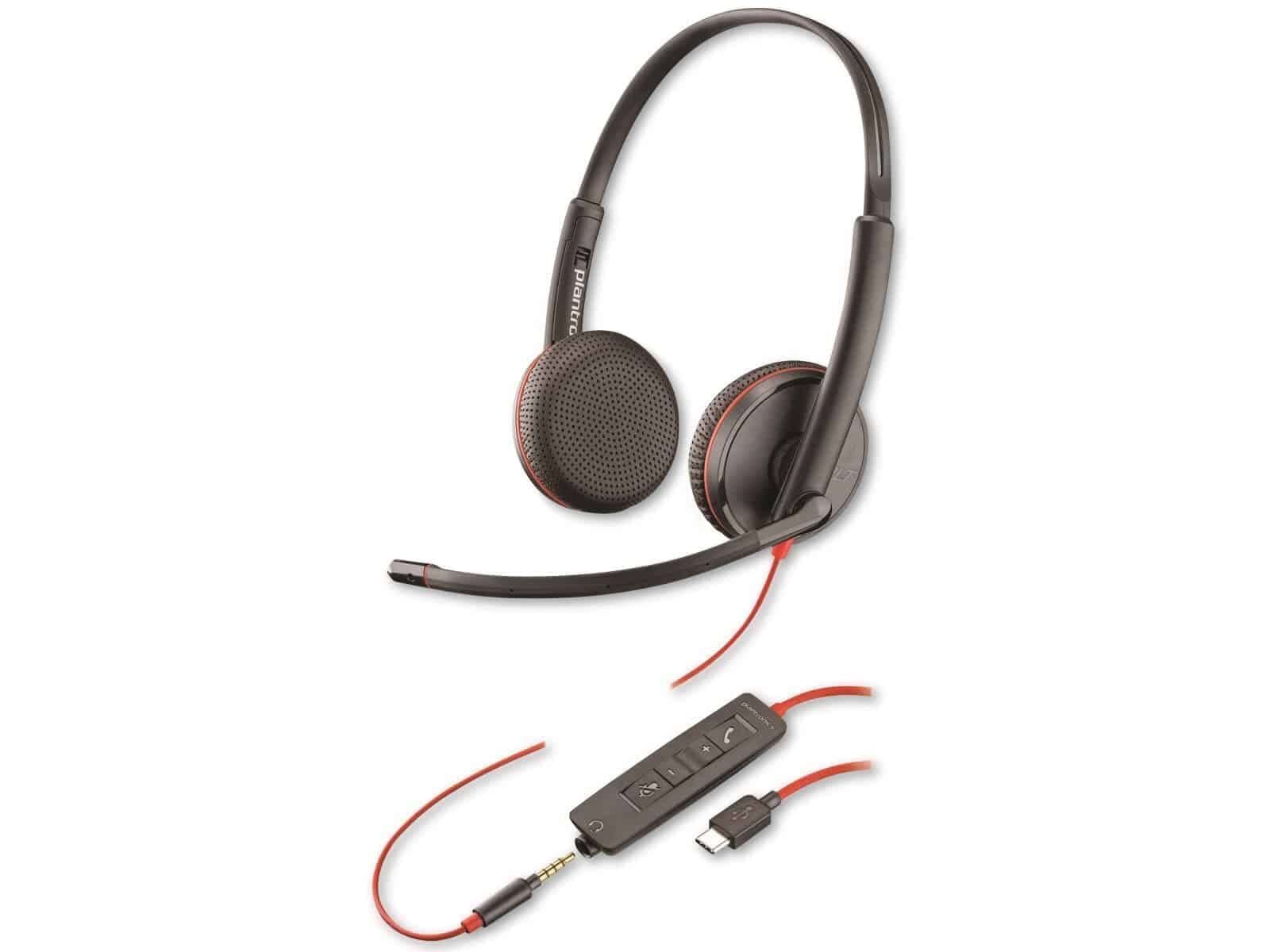 Plantronics - Blackwire 3225 USB-A Wired Headset - Dual-Ear (Stereo) with Boom Mic - Connect to PC/Mac via USB-A or Mobile/Tablet via 3.5 mm Connector - Works with Teams, Zoom & more