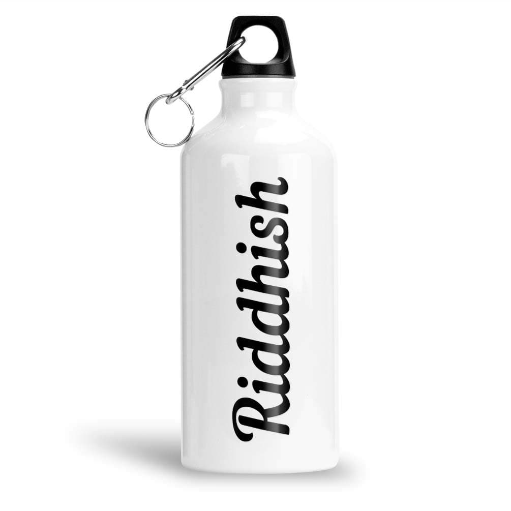 FurnishFantasy Aluminium White Sipper Bottle 600 ml - Best Gift for Happy Birthday, Return Gift, Name - Riddhish