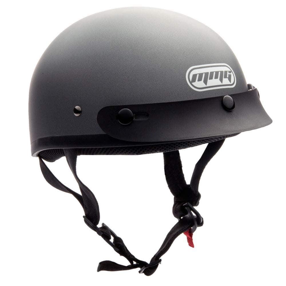 MMG Half Open Face Helmet Motorcycle Cruiser Classic DOT - Goggles Included. (Matte Gray, M)