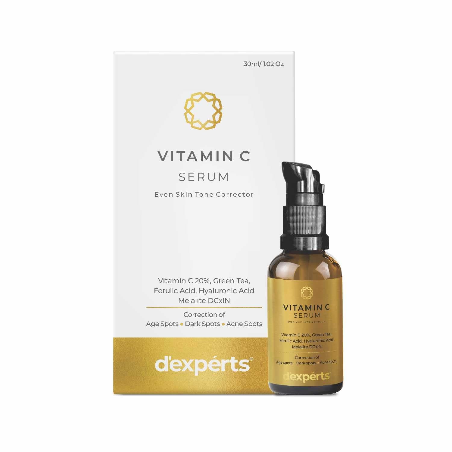 Brinton d’experts Vitamin C Serum with 20% Vitamin C, Green Tea, Ferulic Acid & Hyaluronic Acid | Fades Age, Dark & Acne Spots | Smooths Fine Lines & Wrinkles | Brightens Skin | 30 ml