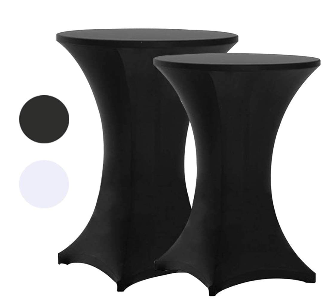 Tina 2 Pack 24x43 Inch Highboy Spandex Cocktail Table Covers Black, Cocktail Table Spandex Covers, Fitted Stretch Cocktail Table Tablecloth for Round Tables (2PC 24X43 Black)