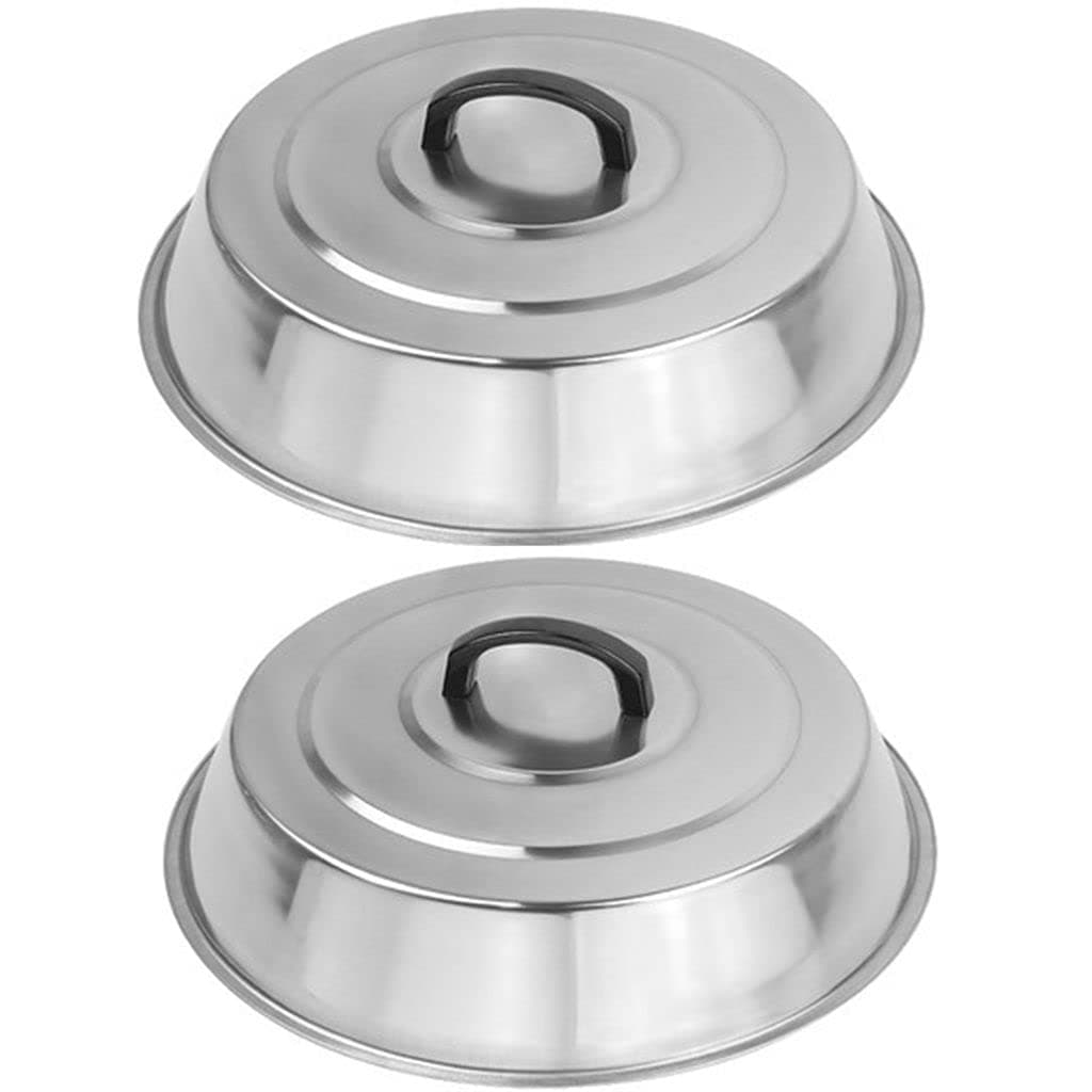 2 Sets BBQ Accessories 12 Inch Round Stainless Steel Basting Cover - Cheese Melting Dome and Steaming Cover, Best for Blackstone Camp Chef Flat Top Griddle Grill Cooking Indoor or Outdoor