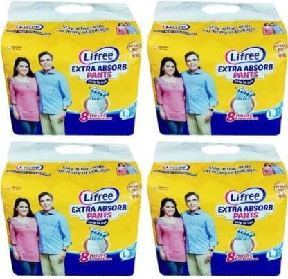 Adult Diaper -Large Set of 4 packs (10 pcs each) waist size 30-39 inches