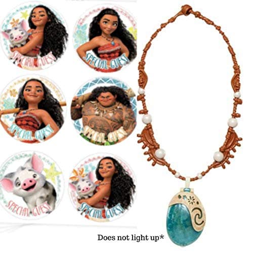 Kelsteve Moana Necklace with Bonus Moana Party Stickers | Disney Costume Perfect for Halloween Costume Accessory
