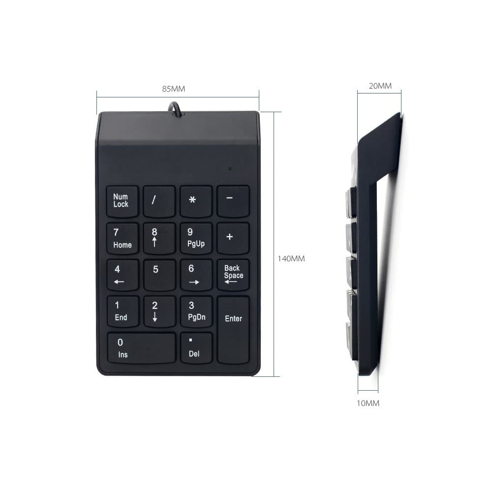Wired USB Numeric Keypad Portable Slim Mini USB Number Pad Keyboard 18 Keys for Pro Laptop PC Notebook Desktop