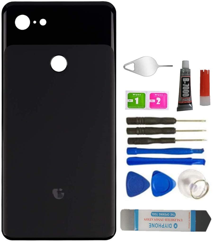 Pixel 3 XL Back Glass Replacement Panel Door Housing Parts with Pre Installed Tape for Google Pixel 3 XL (Pixel 3 XL 6.3"/Black)+Tools