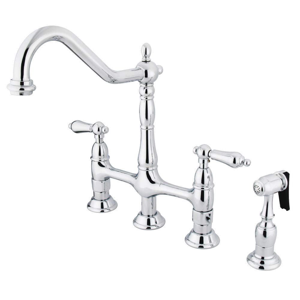 Kingston Brass KS1271ALBS Heritage Bridge Kitchen Faucet, 8-9/16", Polished Chrome