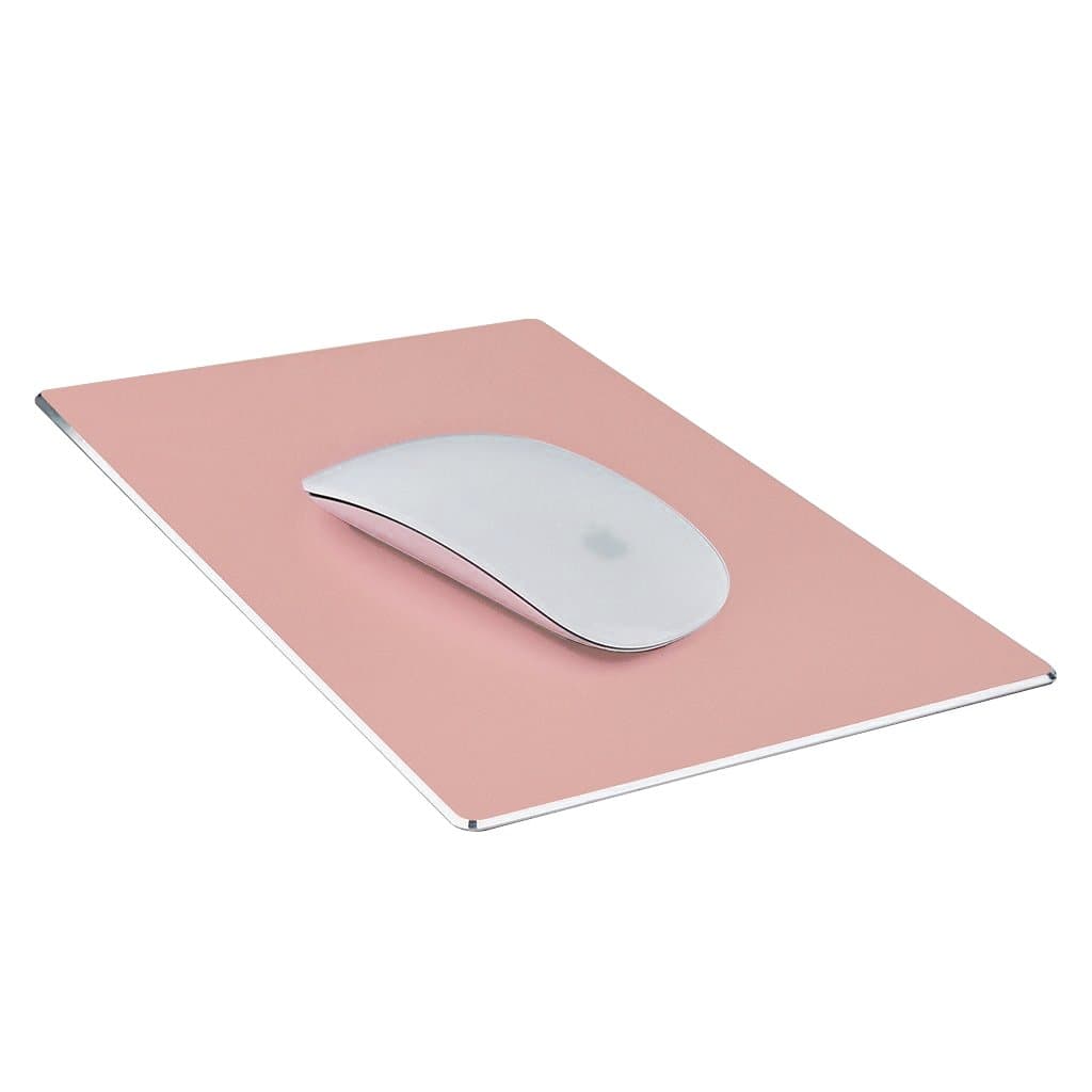 Mouse Pad,Qcute Gaming Aluminum Mouse Pad 9.45 X 7.87 Inch W Non-Slip Rubber Base & Micro Sand Blasting Aluminum Surface for Fast and Accurate Control (Large, Rose Gold)