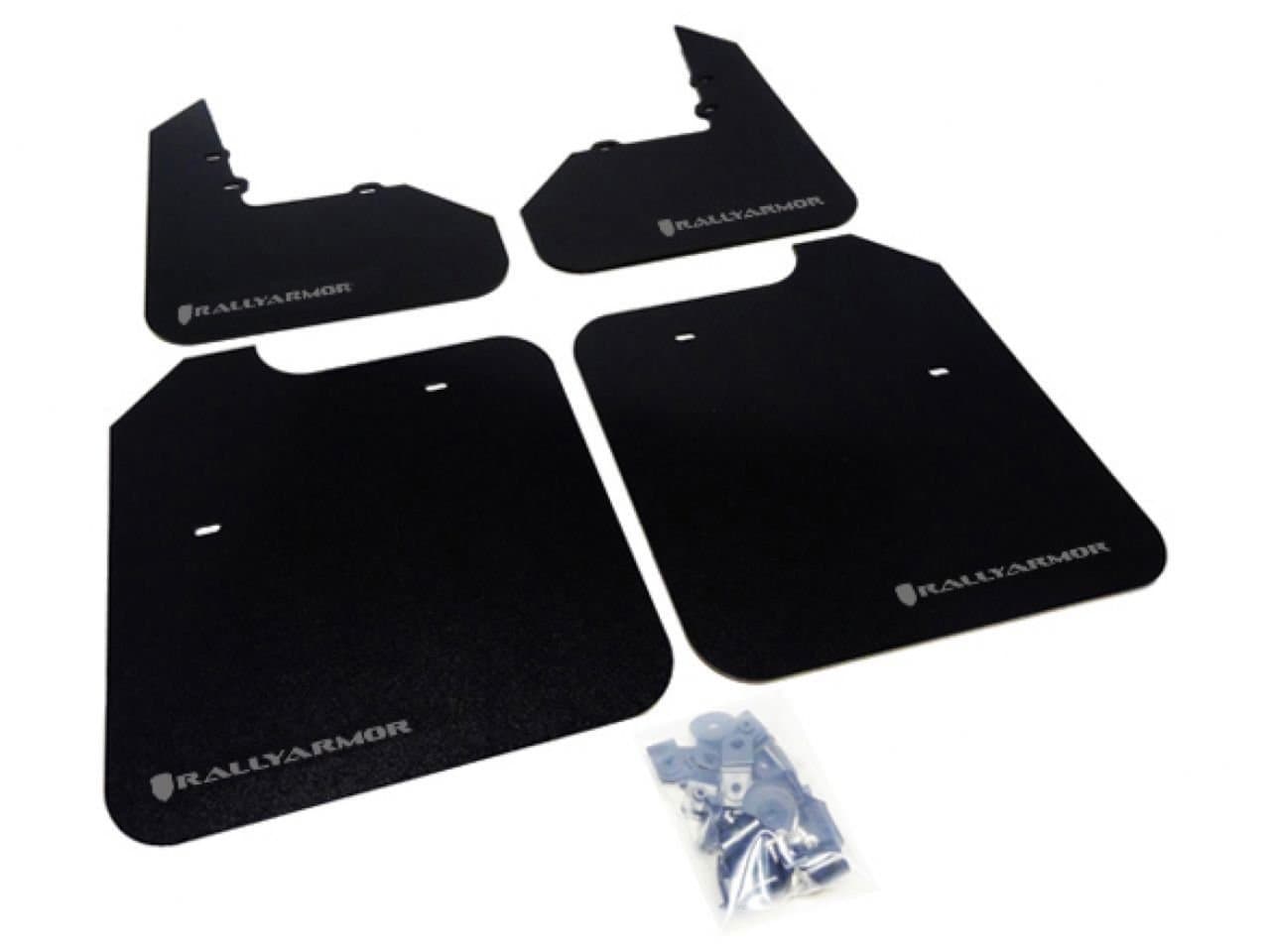 Rally Armor MF3-GRY Classic Black, Gray Mud Flap with Logo (Mitsubishi EVO 8/9/MR), 1 Pack