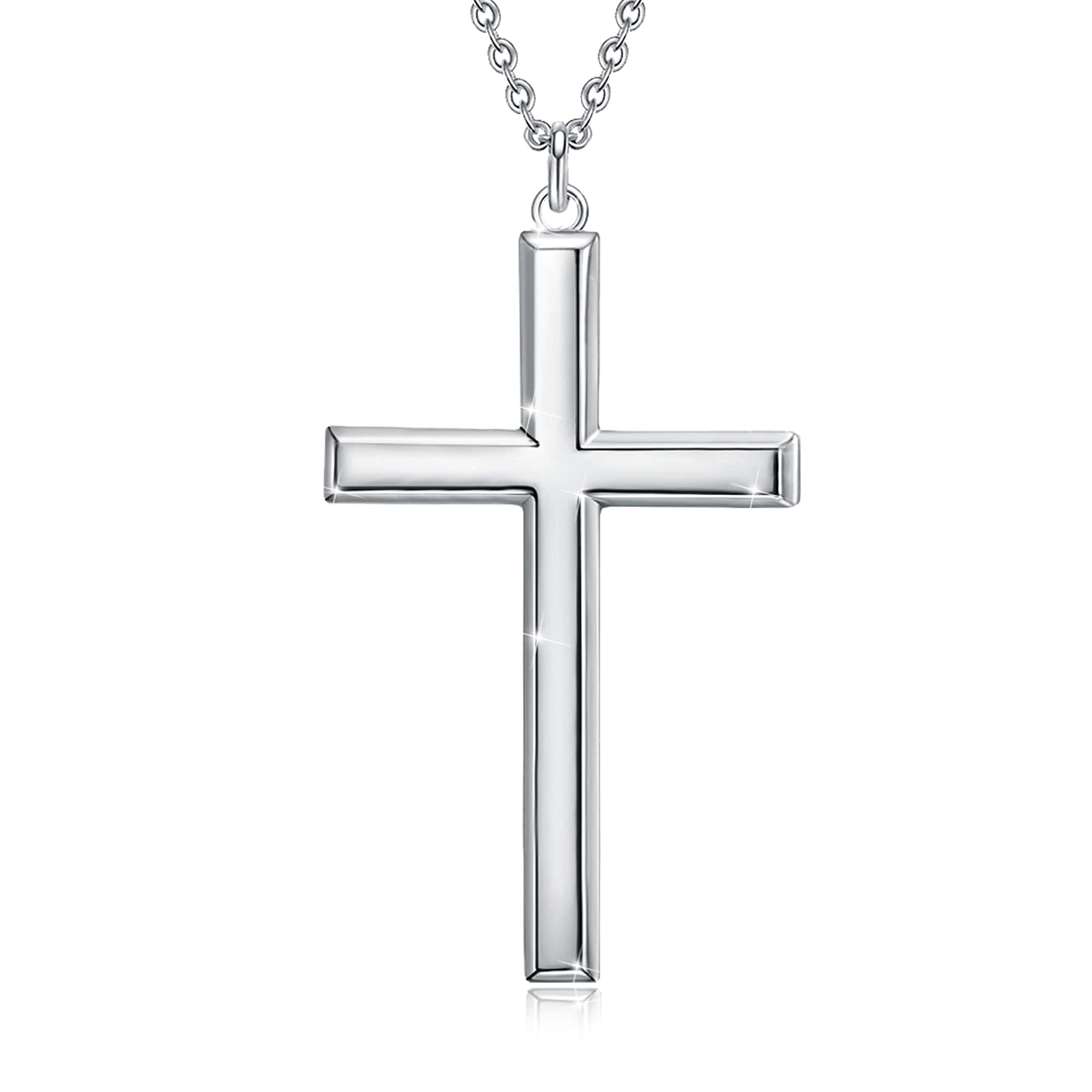 GOXO Cross Pendant Necklace 925 Sterling Silver Cross Chain Necklace for Women for Men's Cross Pendant