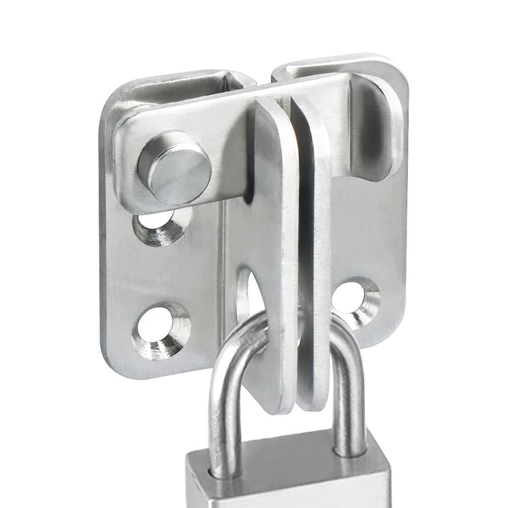 Sayayo Shed Lock Gate Lock Door Bolt Lock Gate Latch Tiny Padlock Hasp for Wooden Gates Garden Shed Cupboard Pet Cage, Stainless Steel Brushed Finished