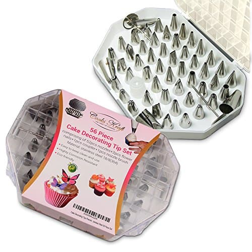 Cake Decorating Tips Set 56 Pieces - 304 Stainless Steel - For Beginners & Professionals - Free Decorating Ebook