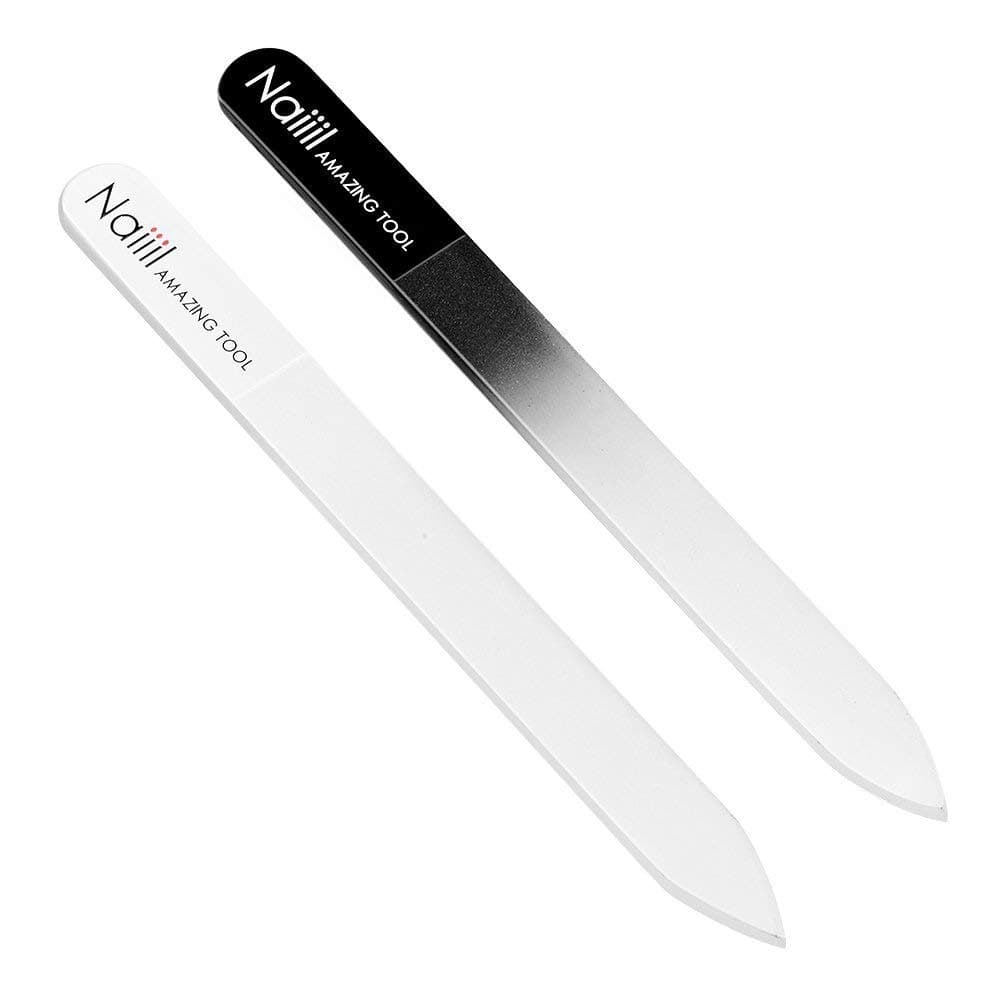 2-Pack Glass Nail File by Naiiil, Gentle Nail Care for Women Men, Professional Salon Fingernail Clear Files Supplies for Pretty Manicure, Great for Natural, Gel&Acrylic Fake Nails, Better Emery Boards