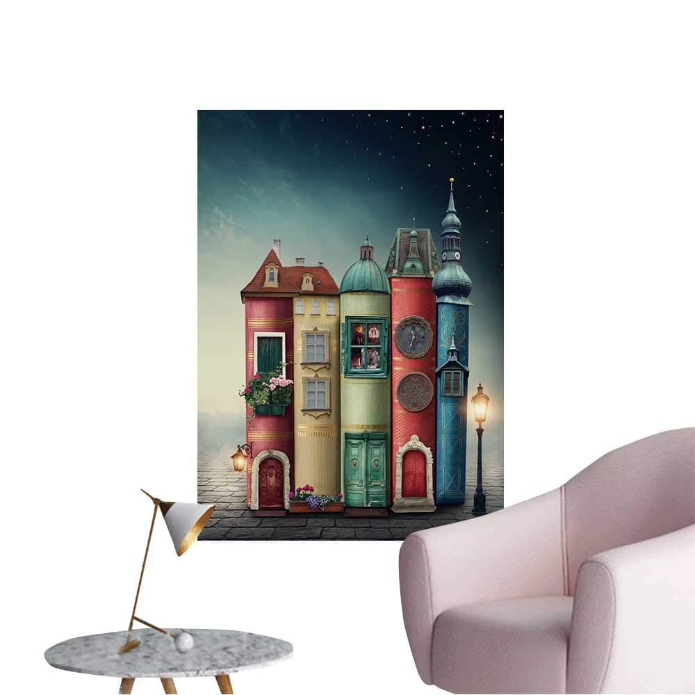 Wall Decorative Magic City with Old Books Pictures Wall Art Painting,28"W x 52"L