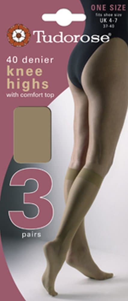 Tudor Rose Ladies/Women 40 Denier Knee HIGH Socks/POP Socks 3 Pairs Pack in