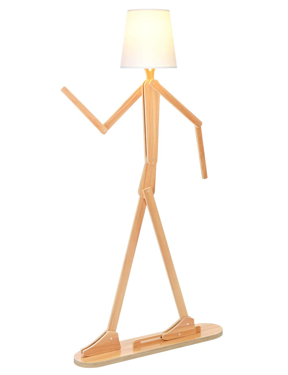 Wooden Floor Lamp for Living Room, Bedroom and Other Rooms, Reading Standing Lamp 160 cm Height LED Standing Light – Creative Modern DIY Adjustable Shapes (Khaki)