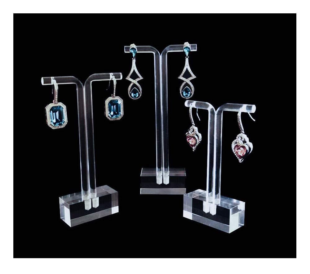 Jewelry Display Stands for Shows Modern Clear Acrylic Earring Holder Premium Grade Material Modern Concept High End Solution for Trade Shows Store Exhibit Photography Home Set of 3 PCs