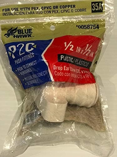 Blue Hawk P2C Push Fittings #0058754 Plastic 1/2" Drop Ear