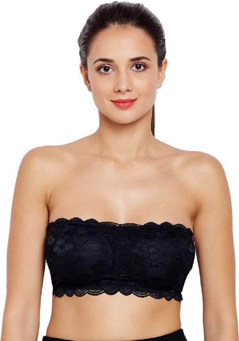 Women’s/Girl’s Fashionable Lace Tube Bra Strapless Padded Seamless Hook Closure Bra,Free Size