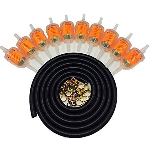 CocoMocart 10pcs 1/4 Inch X 5/16 Inch Gas Inline Fuel Filters with Magnet+5 Feet/1.5m 1/4" ID Fuel Line+20Pcs 2/5" ID Hose Clamps for Kawasaki Kohler Briggs & Stratton Small Engine