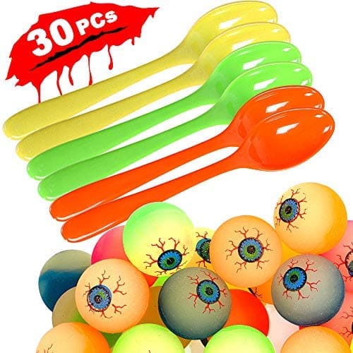 Halloween Spoon Game Eyeball Game Relay Race Toy Set Indoor Outdoor School Class Halloween Party Supplies for Kids Adults